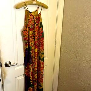Yellow floral sateen maxi dress size 38 Savana